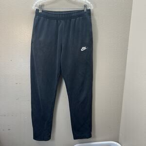 Nike Pants Mens Medium Black Club Fleece Sweats Sportswear Gym Logo Straight